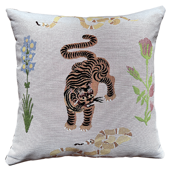 TIGER SNAKES FLOWERS pillow cover camille gressier